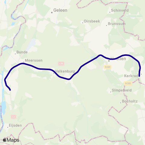 Arriva Kerkrade Centrum <-> Maastricht Randwyck ST32000 map
