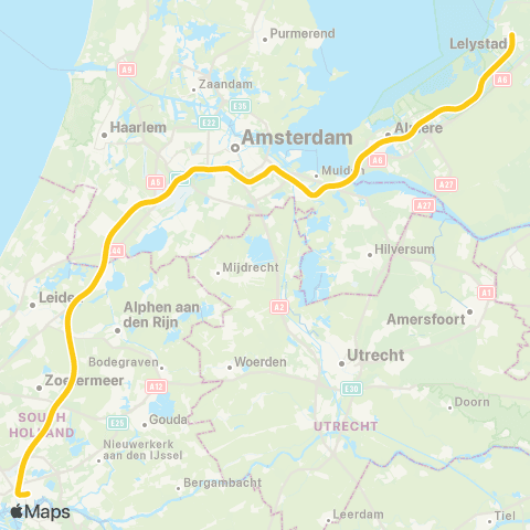NS Int Rotterdam Centraal <-> Lelystad Centrum ICD9700 map