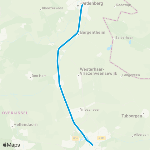 Blauwnet Arriva Almelo <-> Hardenberg ST31000 map