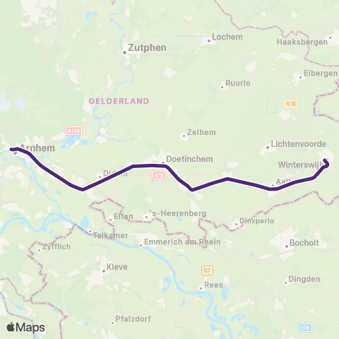 RRReis Arriva Arnhem Centraal <-> Winterswijk ST30900 map