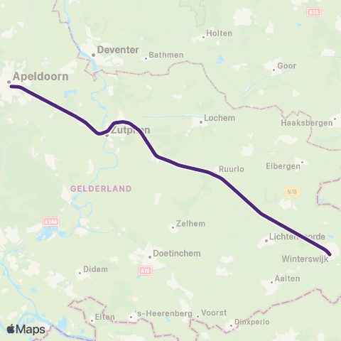 RRReis Arriva Apeldoorn <-> Winterswijk S30400 map