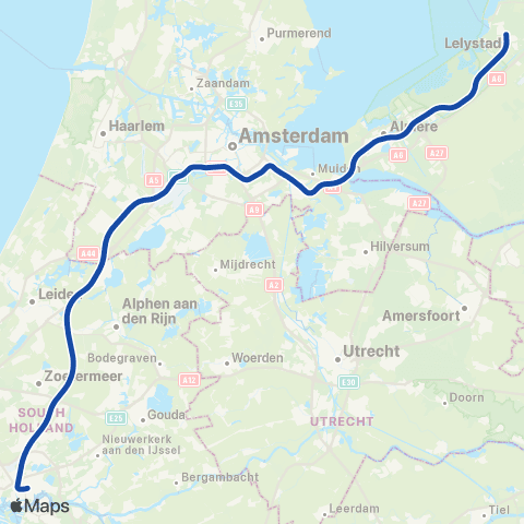 NS Int Rotterdam Centraal <-> Lelystad Centrum ICD9700 map