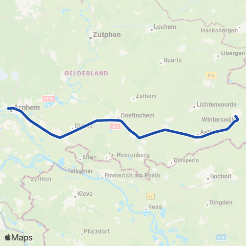 RRReis Arriva Arnhem Centraal <-> Winterswijk ST30900 map