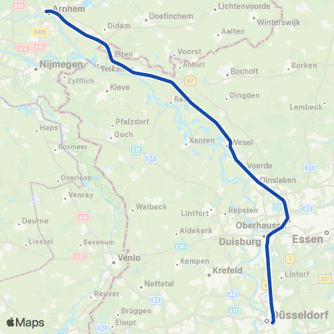 VIAS Arnhem Centraal <-> Düsseldorf Hbf ST20000 map