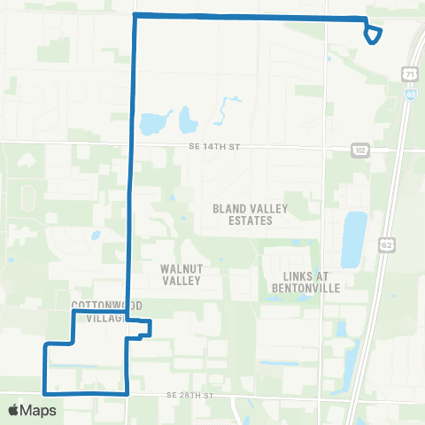 Ozark Regional Transit Route 15 map