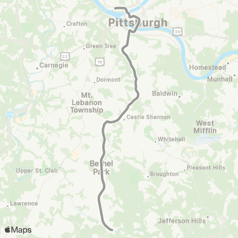 PRT Silver Line via Overbrook map