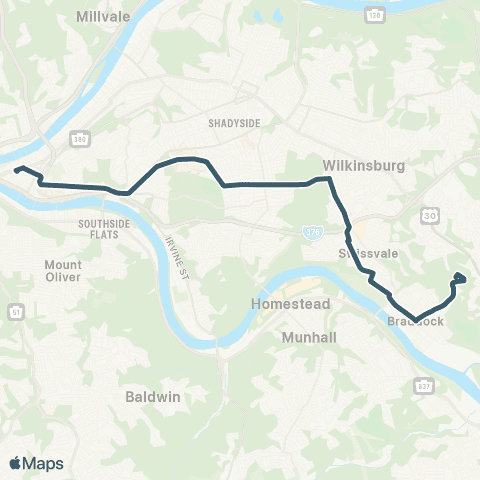 PRT Braddock-Swissvale map
