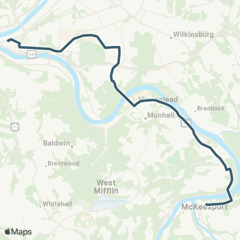 PRT McKeesport-Homestead map