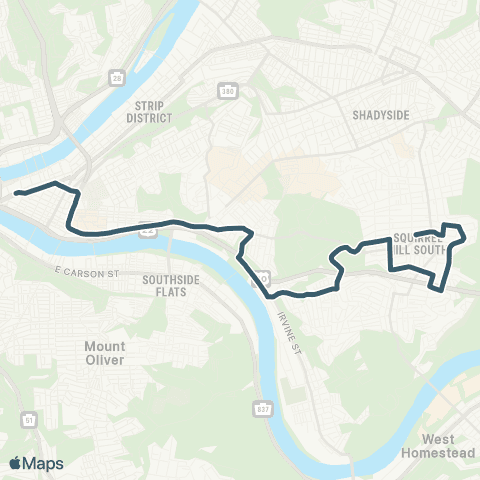 PRT Squirrel Hill map