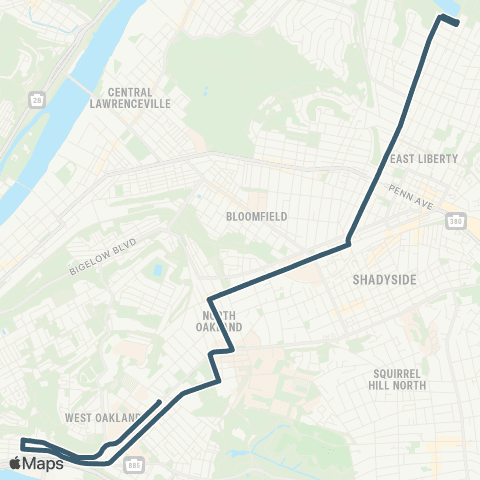 PRT Negley Short map