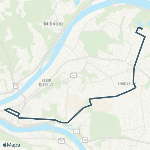 PRT Highland Park map