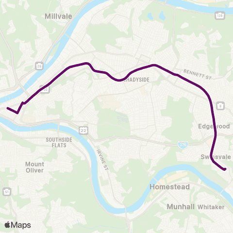 PRT East Busway-All Stops map