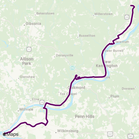 PRT Allegheny Valley Flyer map