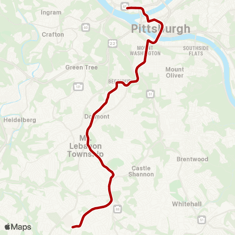 PRT Red Line via Beechview map