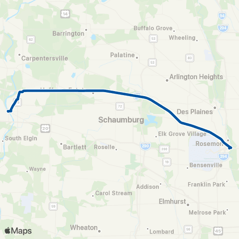 Pace Elgin Terminal - Rosemont Express map