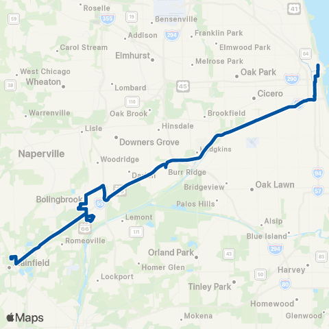 Pace North Bolingbrook – East Loop Express map
