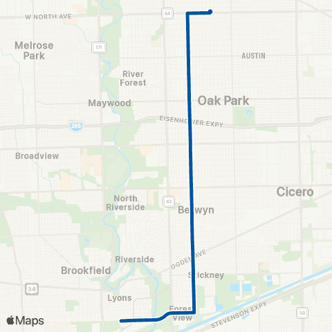 Pace Oak Park Avenue map
