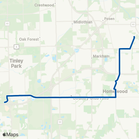 Pace Harvey - Homewood - Tinley Park map
