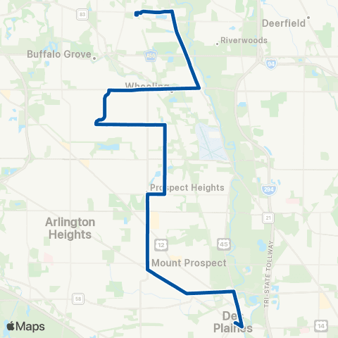 Pace Wheeling - Des Plaines map