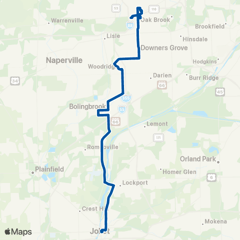 Pace Joliet - Downers Grove map