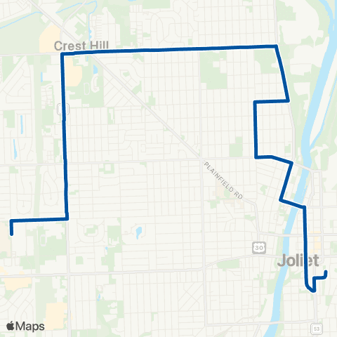 Pace West Joliet Loop map