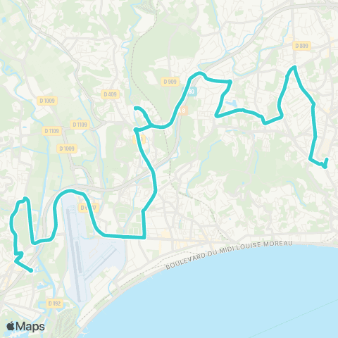 Palmbus Hôp. de Cannes - Ranguin - Gare rout. de Mandelieu map