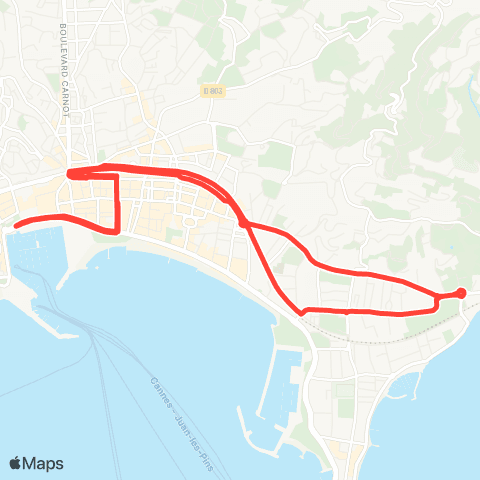 Palmbus Hôtel de Ville - Notre Dame des Pins - Hôtel de Ville map