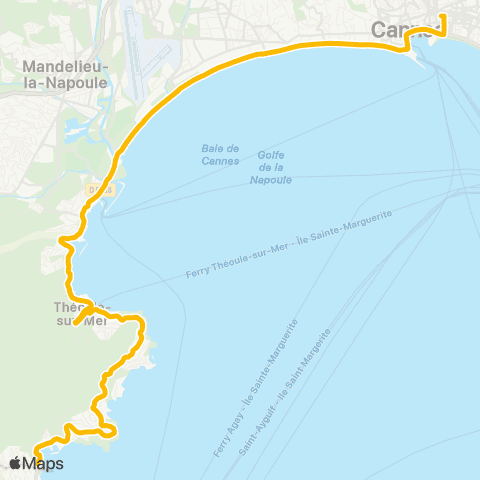 Palmbus Gare SNCF de Cannes - La Napoule - Théoule-Mairie / Le Trayas Notre Dame map