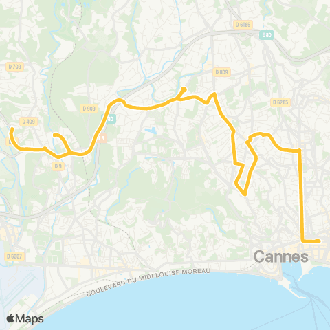 Palmbus Ranguin - Lycée Carnot - Gare SNCF de Cannes map