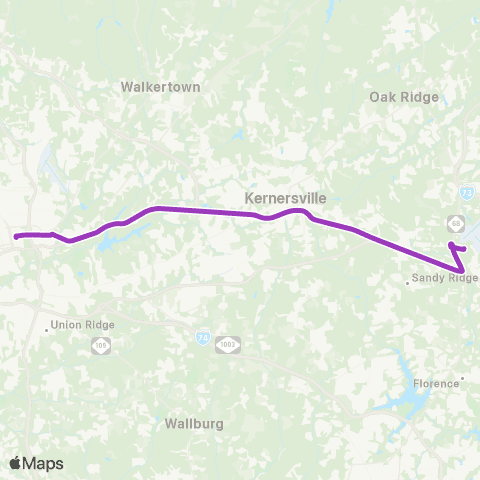 Piedmont Authority for Regional Transportation (PART) Winston Salem Express map