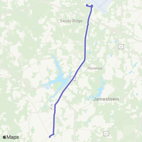 Piedmont Authority for Regional Transportation (PART) High Point Express map