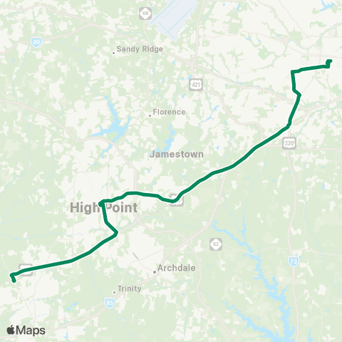 Piedmont Authority for Regional Transportation (PART) Davidson County Greensboro Express map