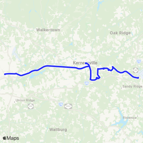 Piedmont Authority for Regional Transportation (PART) Kernersville Express map