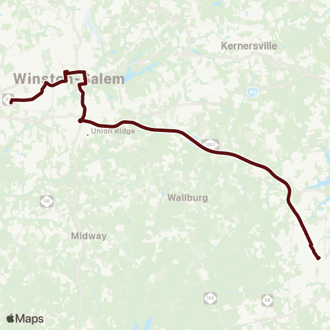 Piedmont Authority for Regional Transportation (PART) Winston Salem High Point Express map