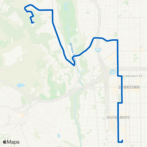 Pasadena Transit So. Raymond - Linda Vista - Art Center map