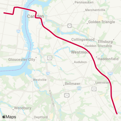 PATCO Lindenwold - Philadelphia map