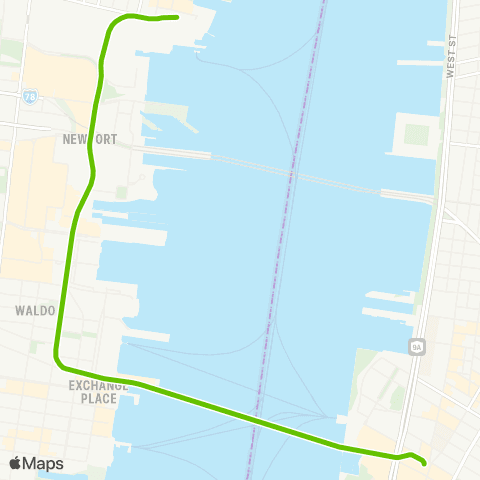 PATH Hoboken - World Trade Center map