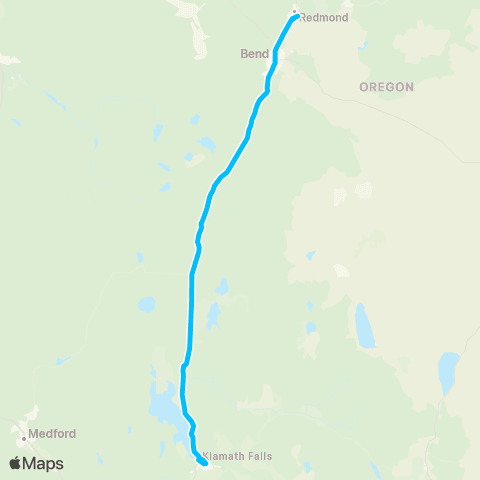 Pacific Crest Bus Lines Hwy 97 Connector map