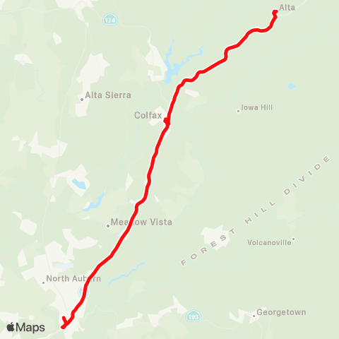 Placer County Transit Alta / Colfax map