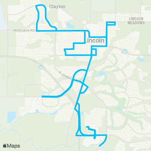 Placer County Transit Lincoln Circulator Overflow map