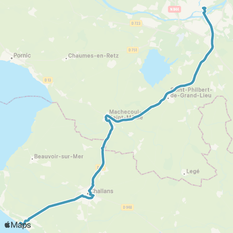 Aléop Lignes Express régionales Saint-Jean-de-Monts / Challans / Nantes map