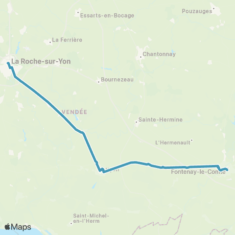Aléop Lignes Express régionales La-Roche-s/-Yon / Luçon / Fontenay-le-Comte map