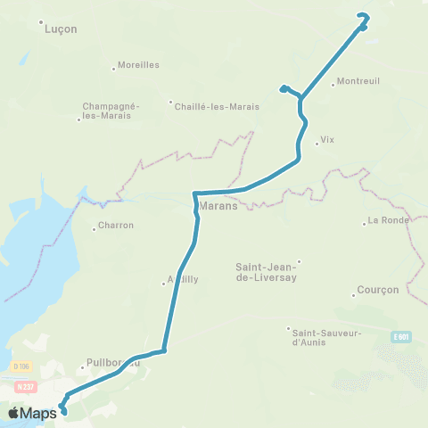 Aléop Lignes Express régionales Fontenay-le-Comte / La Rochelle map