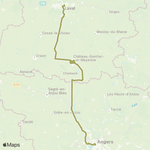 Aléop Mayenne Angers / Château-Gontier / Laval map
