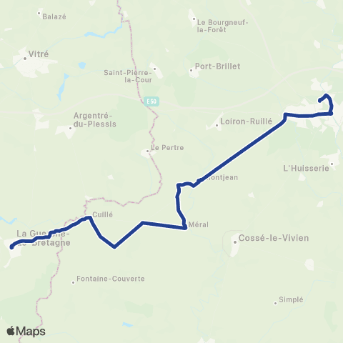 Aléop Mayenne La Guerche-de-Bretagne / Montjean / Laval map