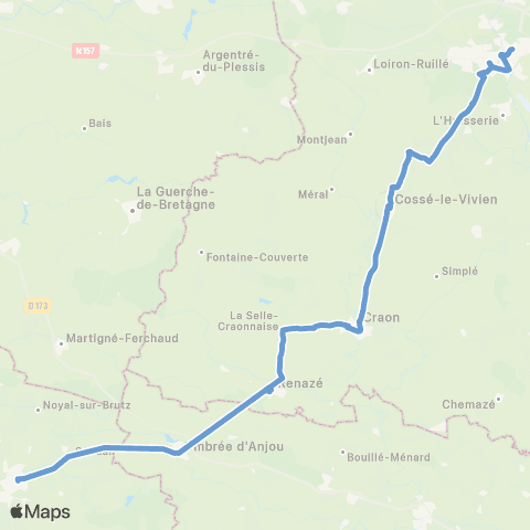 Aléop Mayenne Châteaubriant / Craon / Cossé-le-Vivien / Laval map