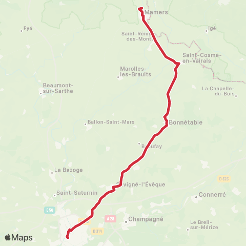 Aléop Sarthe Mamers / Bonnétable / Le Mans Express map