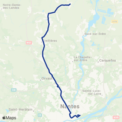 Aléop Loire-Atlantique Grandchamp-des-Fontaines / Treillières / Nantes map