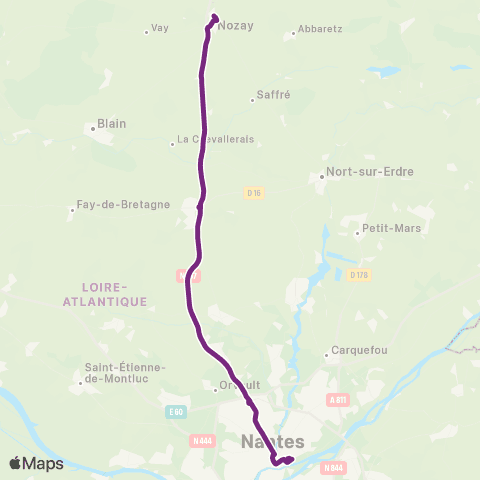 Aléop Loire-Atlantique Nozay / Nantes Express map