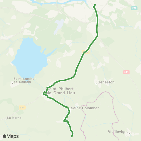 Aléop Loire-Atlantique St-Philbert-de-Grand-Lieu / Nantes Express map